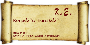 Korpás Euniké névjegykártya